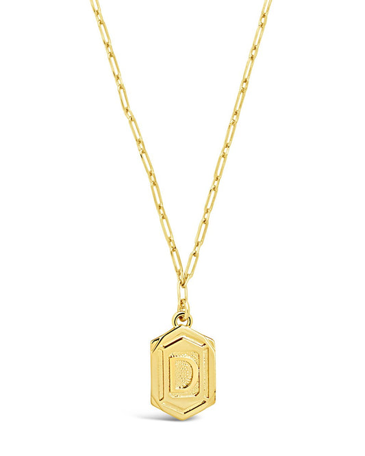 Hexagon Tag Initial Necklace Necklace Sterling Forever Gold D 
