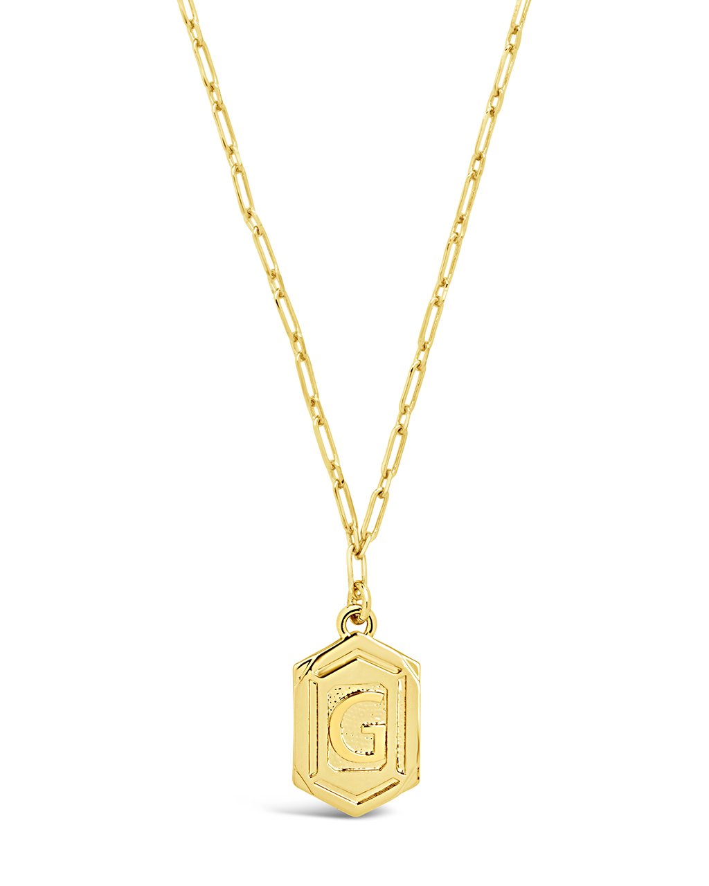 Hexagon Tag Initial Necklace Necklace Sterling Forever Gold G 