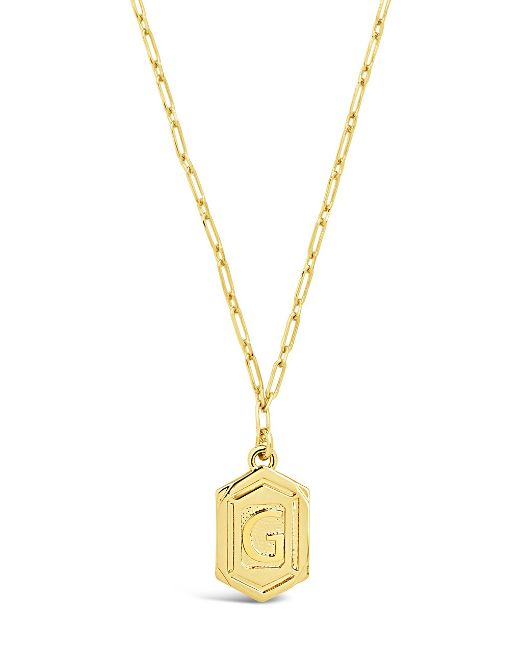 Hexagon Tag Initial Necklace Necklace Sterling Forever Gold G 