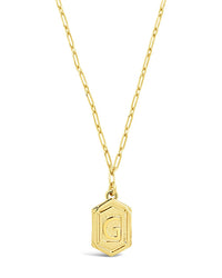 Hexagon Tag Initial Necklace Necklace Sterling Forever Gold G 