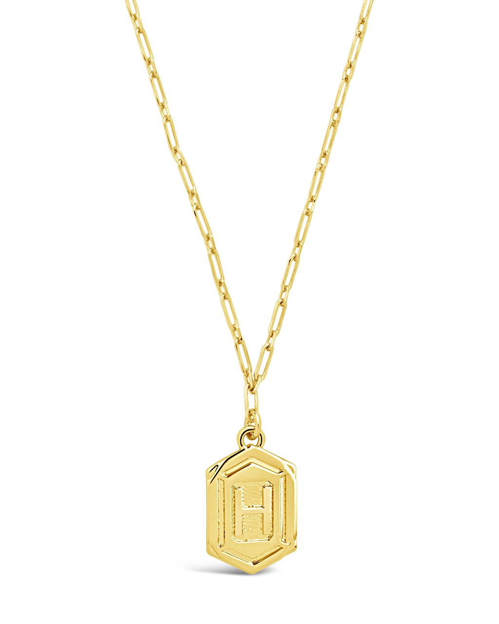 Hexagon Tag Initial Necklace Necklace Sterling Forever Gold H 