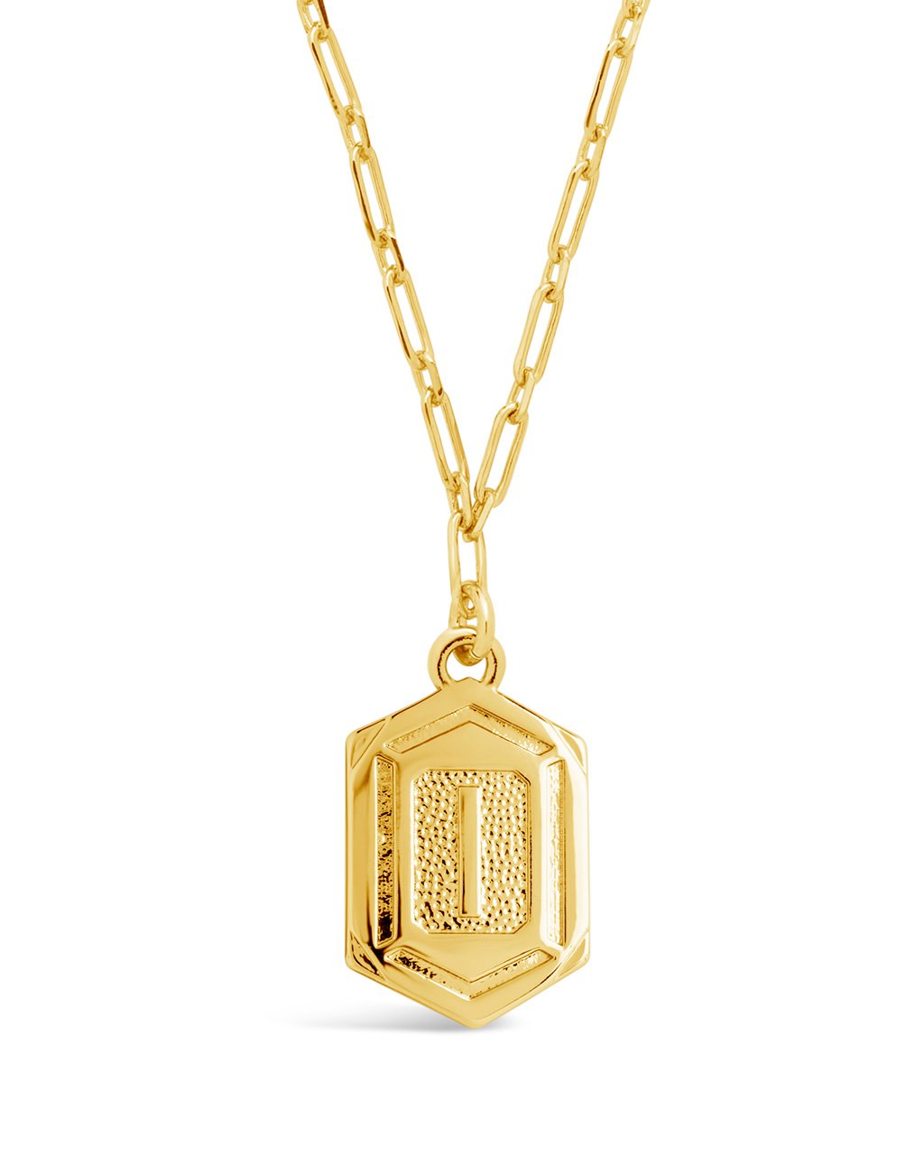 Hexagon Tag Initial Necklace Necklace Sterling Forever Gold I 