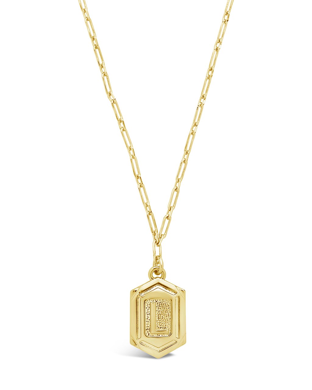 Hexagon Tag Initial Necklace Necklace Sterling Forever Gold L 
