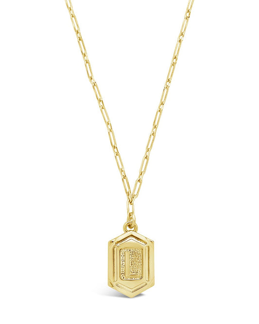 Hexagon Tag Initial Necklace Necklace Sterling Forever Gold L 
