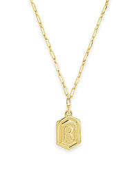 Hexagon Tag Initial Necklace Necklace Sterling Forever Gold R 