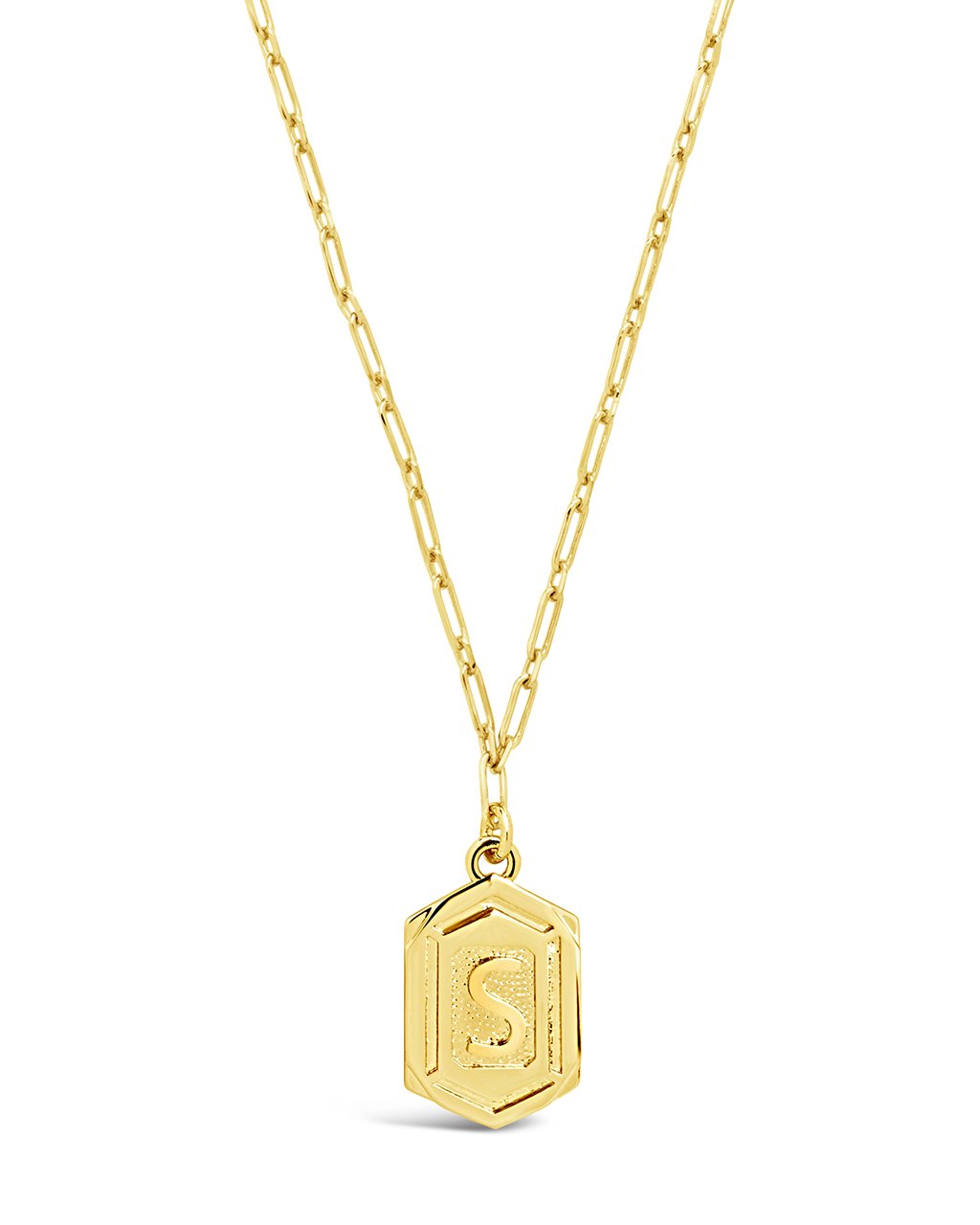 Hexagon Tag Initial Necklace Necklace Sterling Forever Gold S 