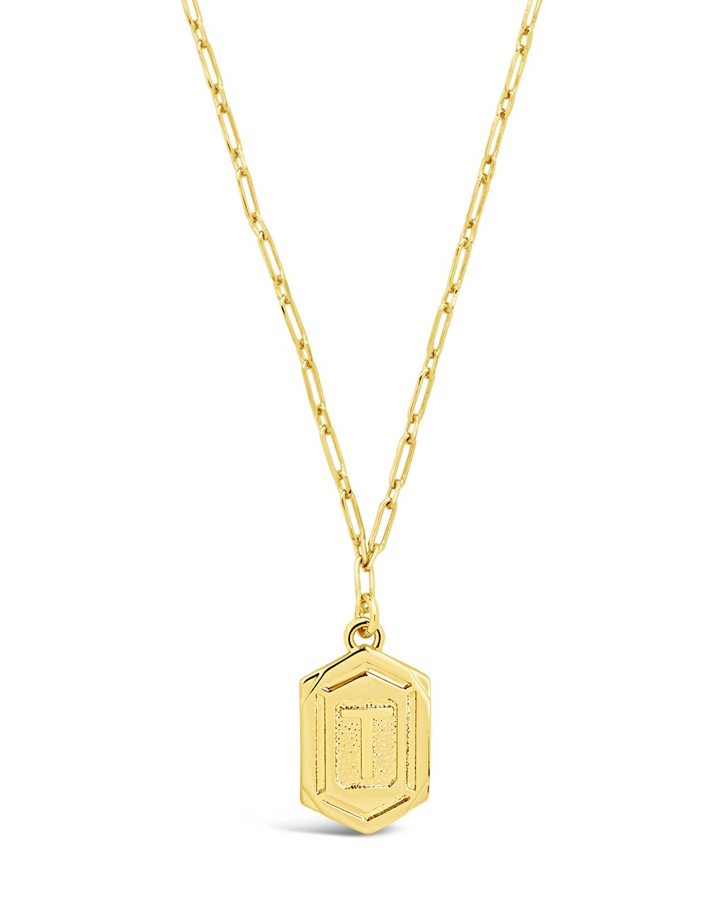 Hexagon Tag Initial Necklace Necklace Sterling Forever Gold T 