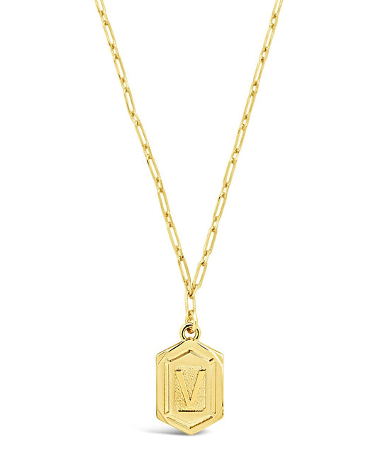 Hexagon Tag Initial Necklace Necklace Sterling Forever Gold V 
