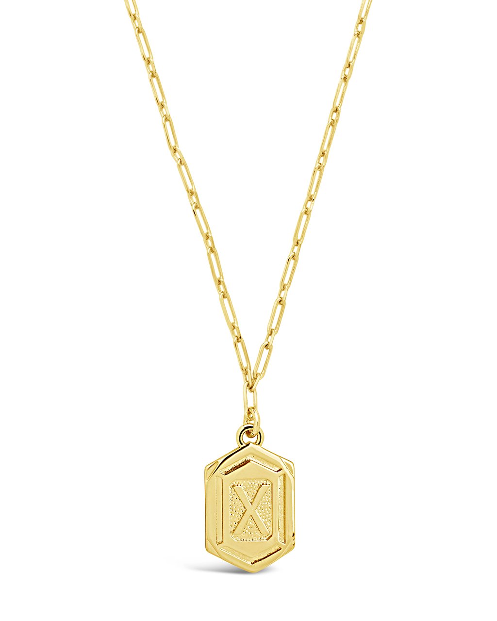 Hexagon Tag Initial Necklace Necklace Sterling Forever Gold X 