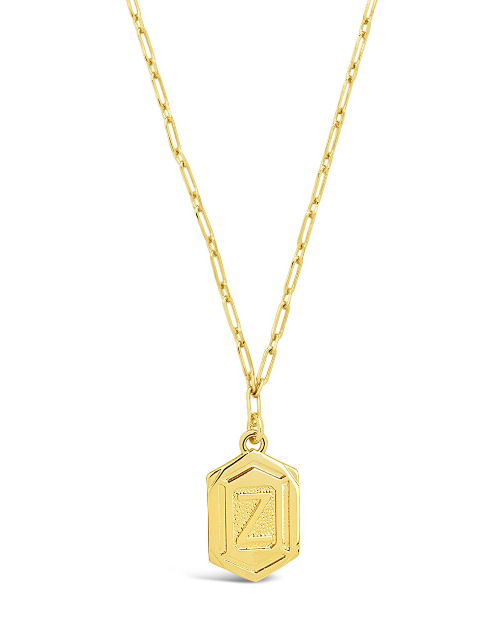 Hexagon Tag Initial Necklace Necklace Sterling Forever Gold Z 