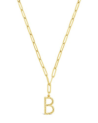 Braided Initial Pendant Necklace Necklace Sterling Forever Gold B 