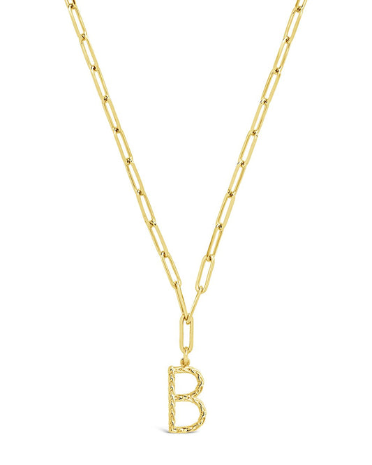 Braided Initial Pendant Necklace Necklace Sterling Forever Gold B 