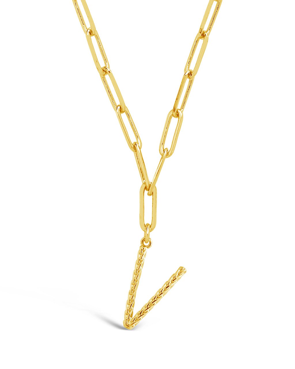Braided Initial Pendant Necklace Necklace Sterling Forever Gold V 