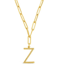 Braided Initial Pendant Necklace Necklace Sterling Forever Gold Z 