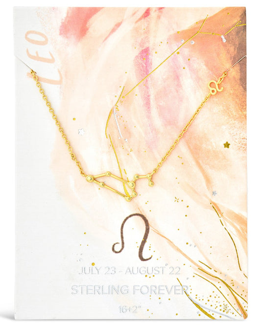 Station Constellation Pendant Necklace Necklace Sterling Forever Gold Leo (Jul 23 - Aug 22) 