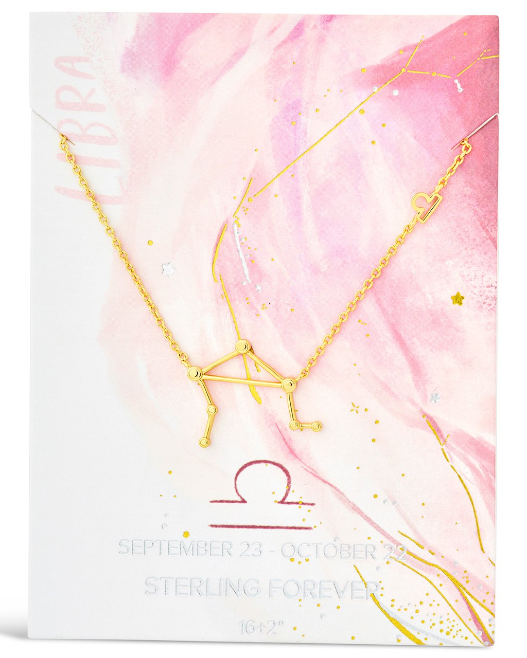 Station Constellation Pendant Necklace Necklace Sterling Forever Gold Libra (Sept 23 - Oct 22) 