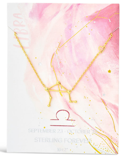 Station Constellation Pendant Necklace Necklace Sterling Forever Gold Libra (Sept 23 - Oct 22) 