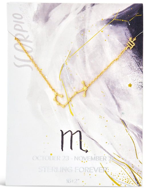 Station Constellation Pendant Necklace Necklace Sterling Forever Gold Scorpio (Oct 23 - Nov 21) 