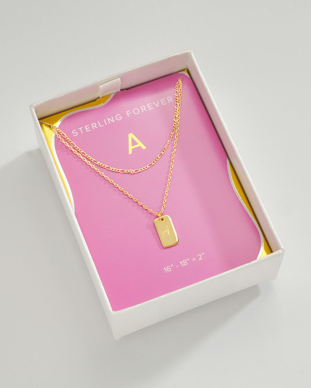 Layered Tag Initial Necklace Necklace Sterling Forever Gold A 