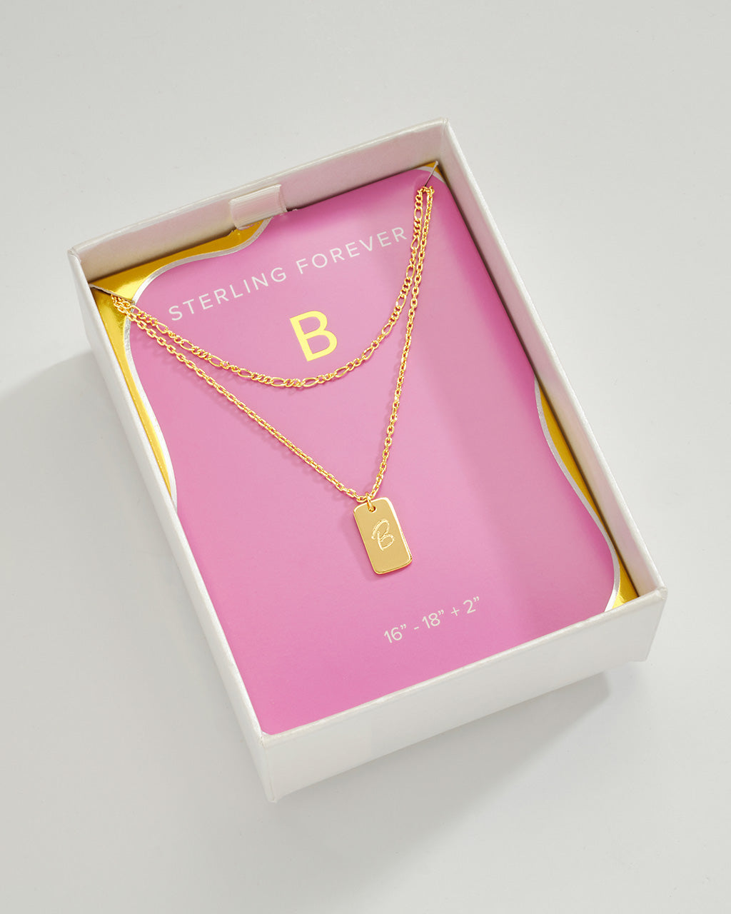 Layered Tag Initial Necklace Necklace Sterling Forever Gold B 
