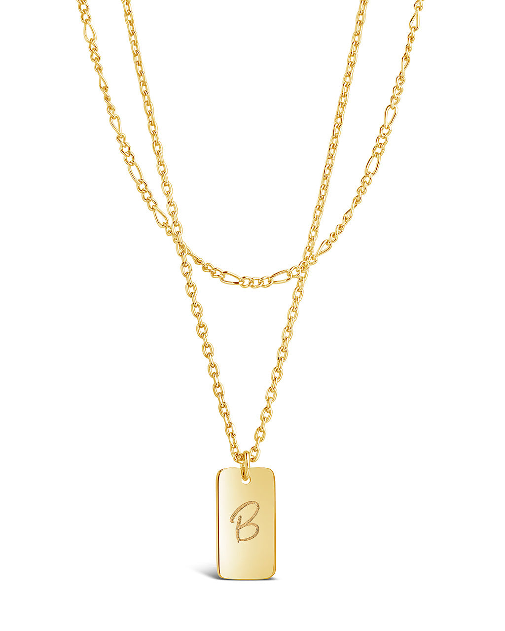 Layered Tag Initial Necklace Necklace Sterling Forever 