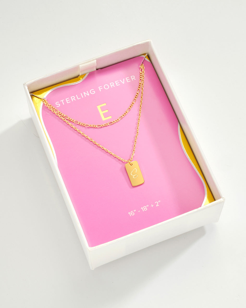 Layered Tag Initial Necklace Necklace Sterling Forever Gold E 