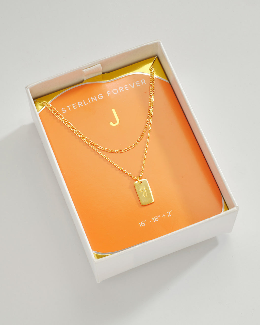 Layered Tag Initial Necklace Necklace Sterling Forever Gold J 