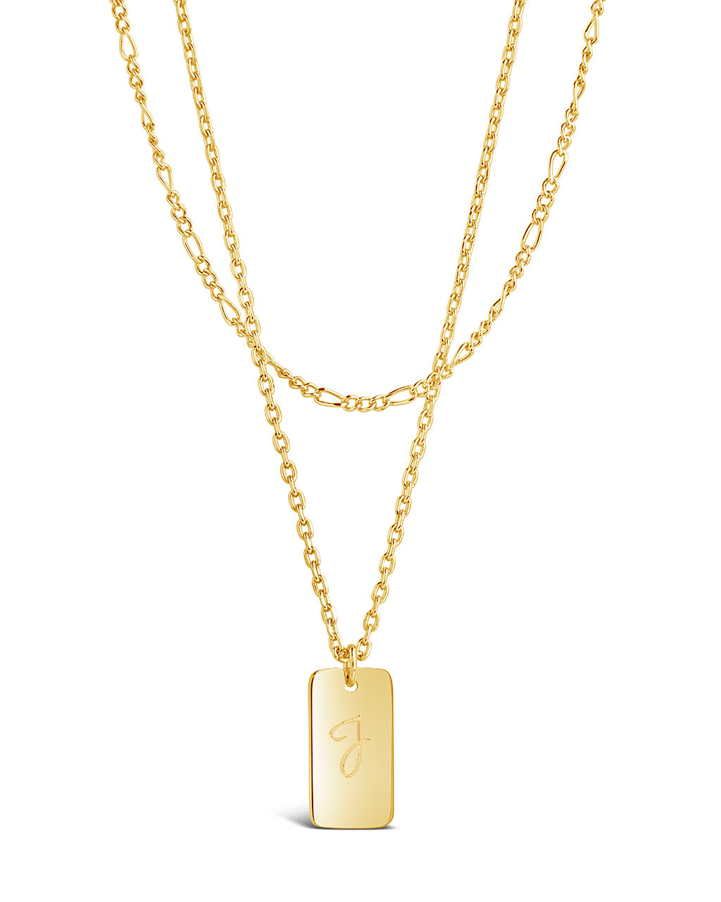 Layered Tag Initial Necklace Necklace Sterling Forever 