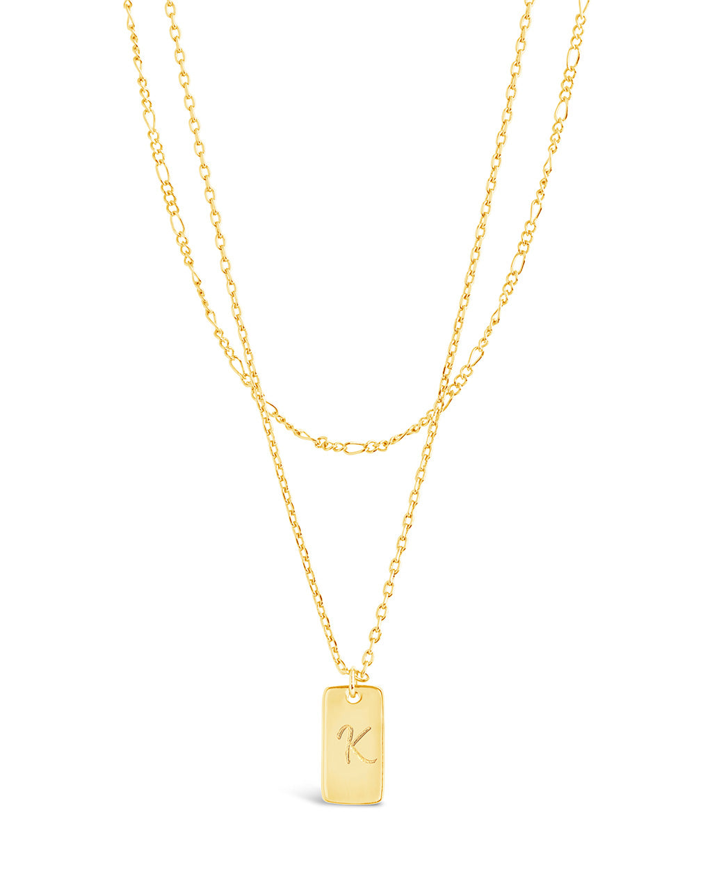 Gold plated alphabet necklace-cz studded initial K -