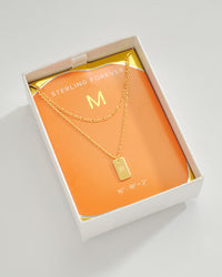 Layered Tag Initial Necklace Necklace Sterling Forever Gold M 