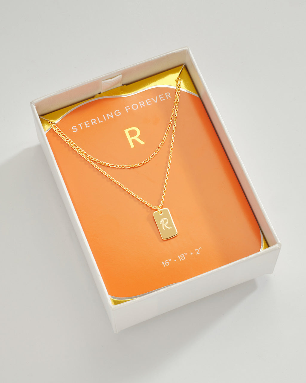 Layered Tag Initial Necklace Necklace Sterling Forever Gold R 