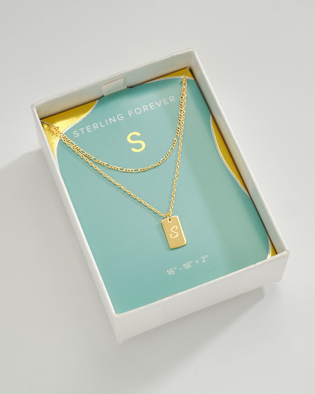 Layered Tag Initial Necklace Necklace Sterling Forever Gold S 