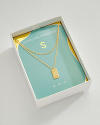 Layered Tag Initial Necklace Necklace Sterling Forever Gold S 