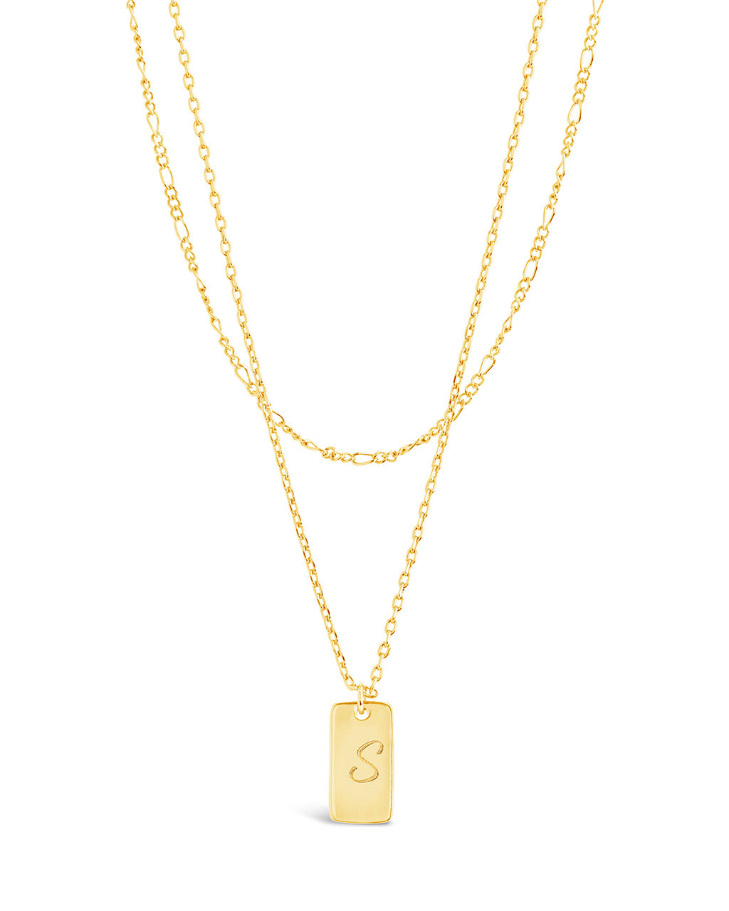 Layered Tag Initial Necklace Necklace Sterling Forever 