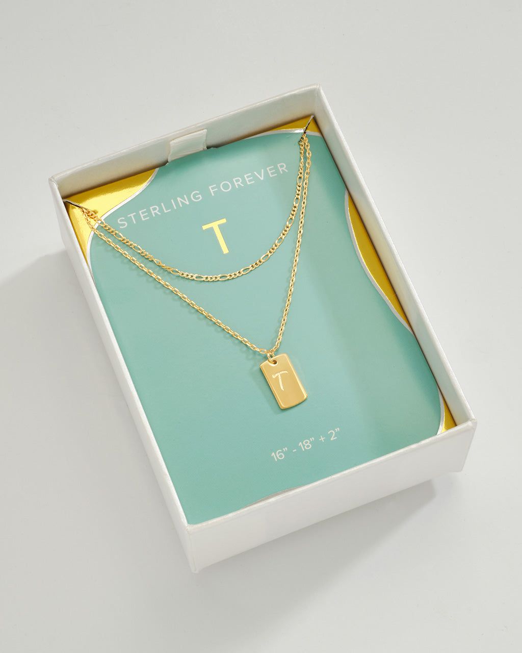 Layered Tag Initial Necklace Necklace Sterling Forever Gold T 