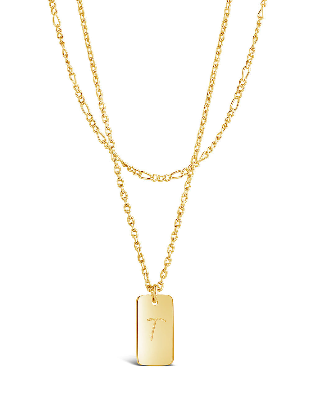 Layered Tag Initial Necklace Necklace Sterling Forever 
