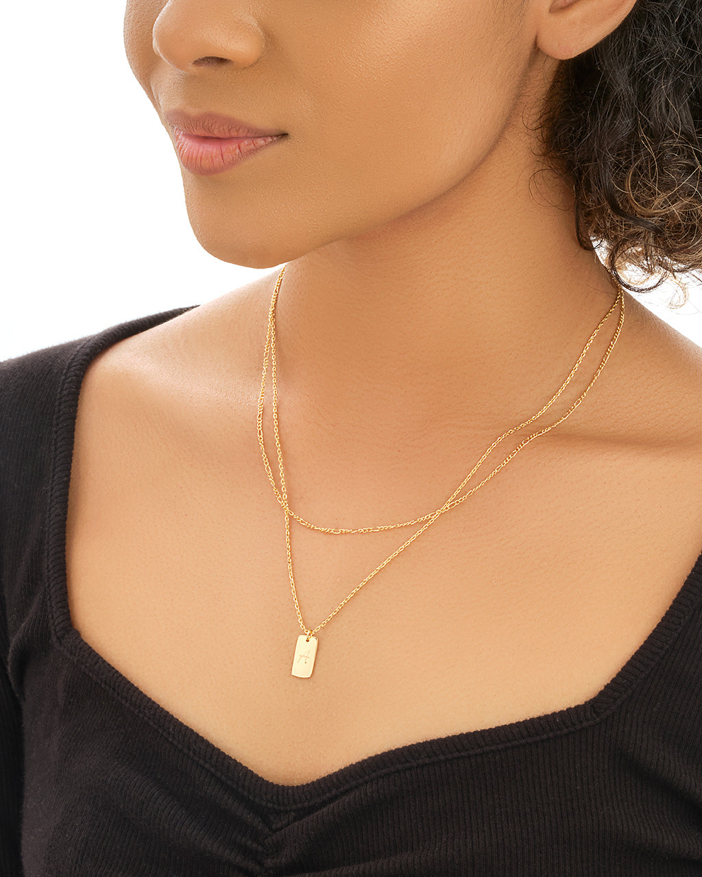 Layered Tag Initial Necklace Necklace Sterling Forever 