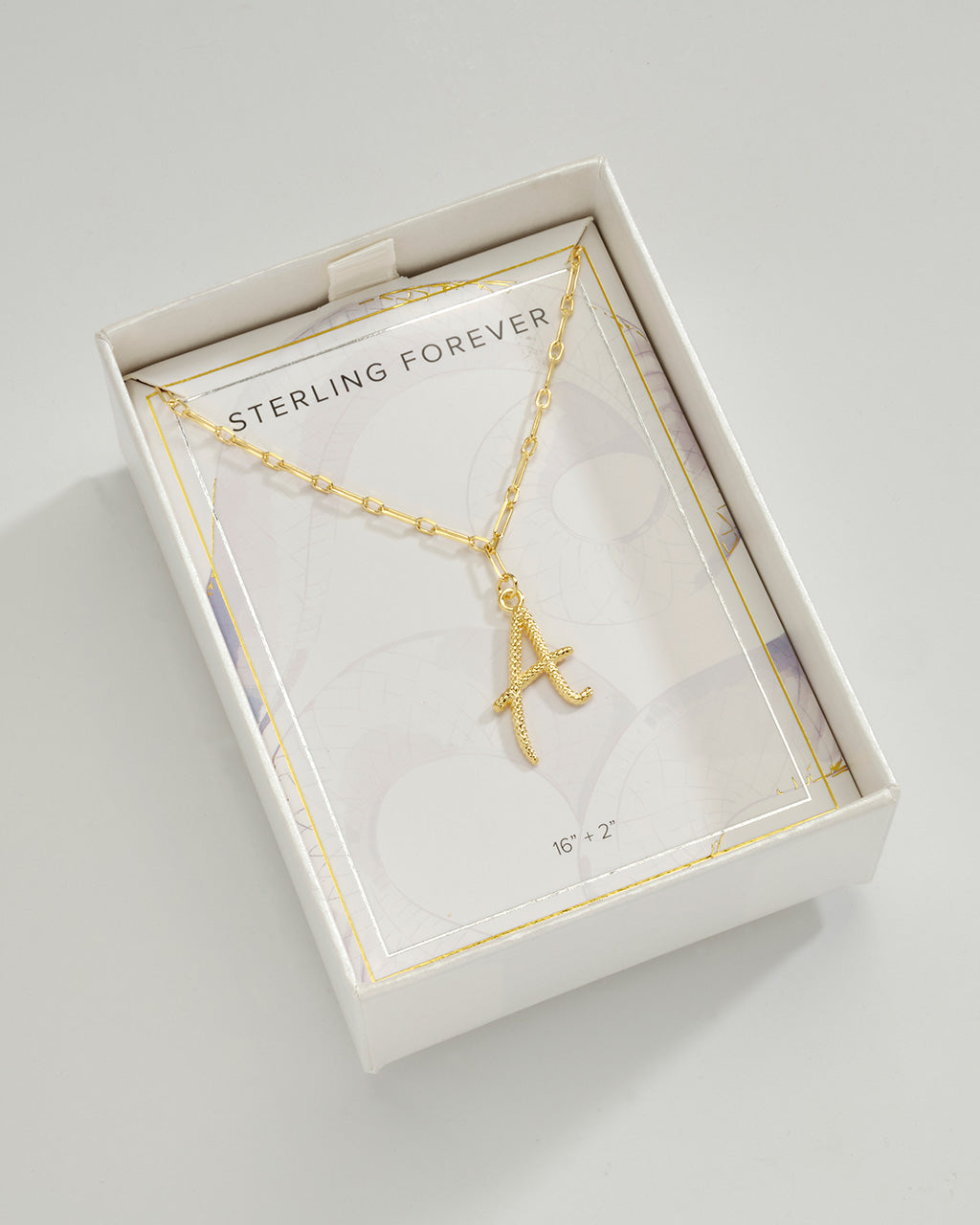 Textured Initial Charm Necklace Necklace Sterling Forever Gold A 