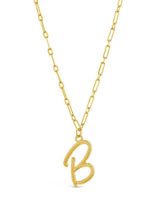 Textured Initial Charm Necklace Necklace Sterling Forever 