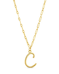 Textured Initial Charm Necklace Necklace Sterling Forever 