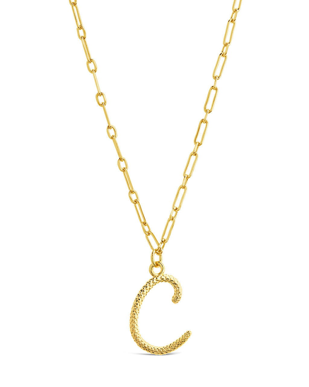Textured Initial Charm Necklace Necklace Sterling Forever 