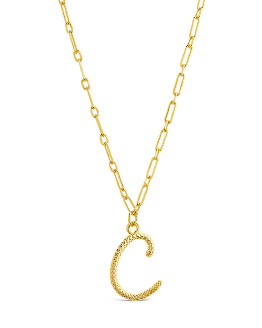 Textured Initial Charm Necklace Necklace Sterling Forever 