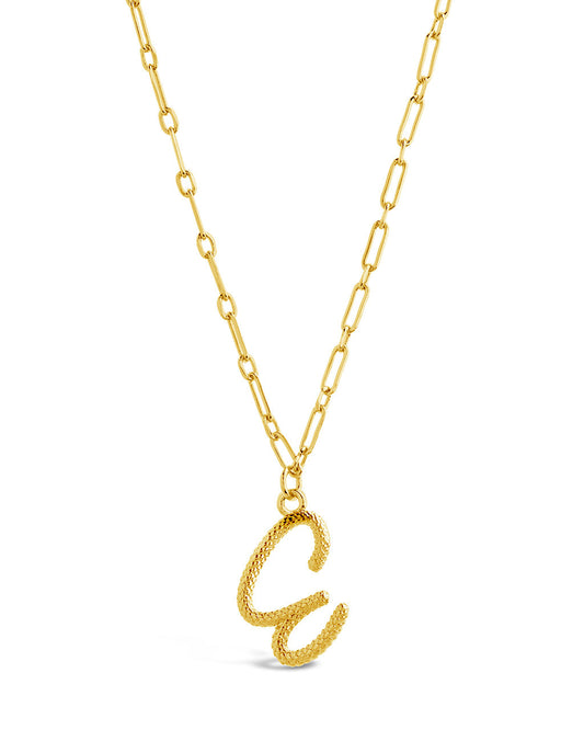 Textured Initial Charm Necklace Necklace Sterling Forever 