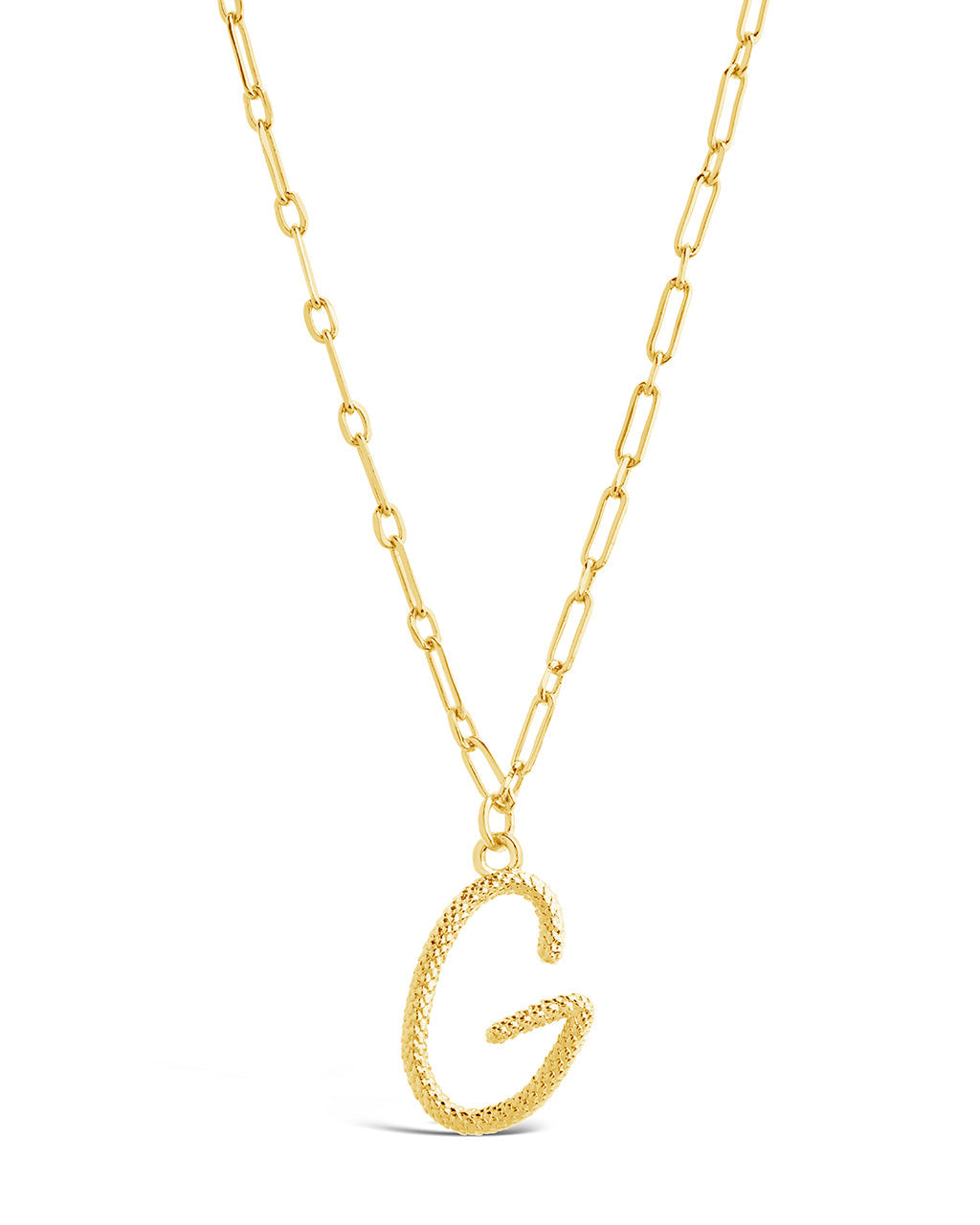 Textured Initial Charm Necklace Necklace Sterling Forever Gold G 