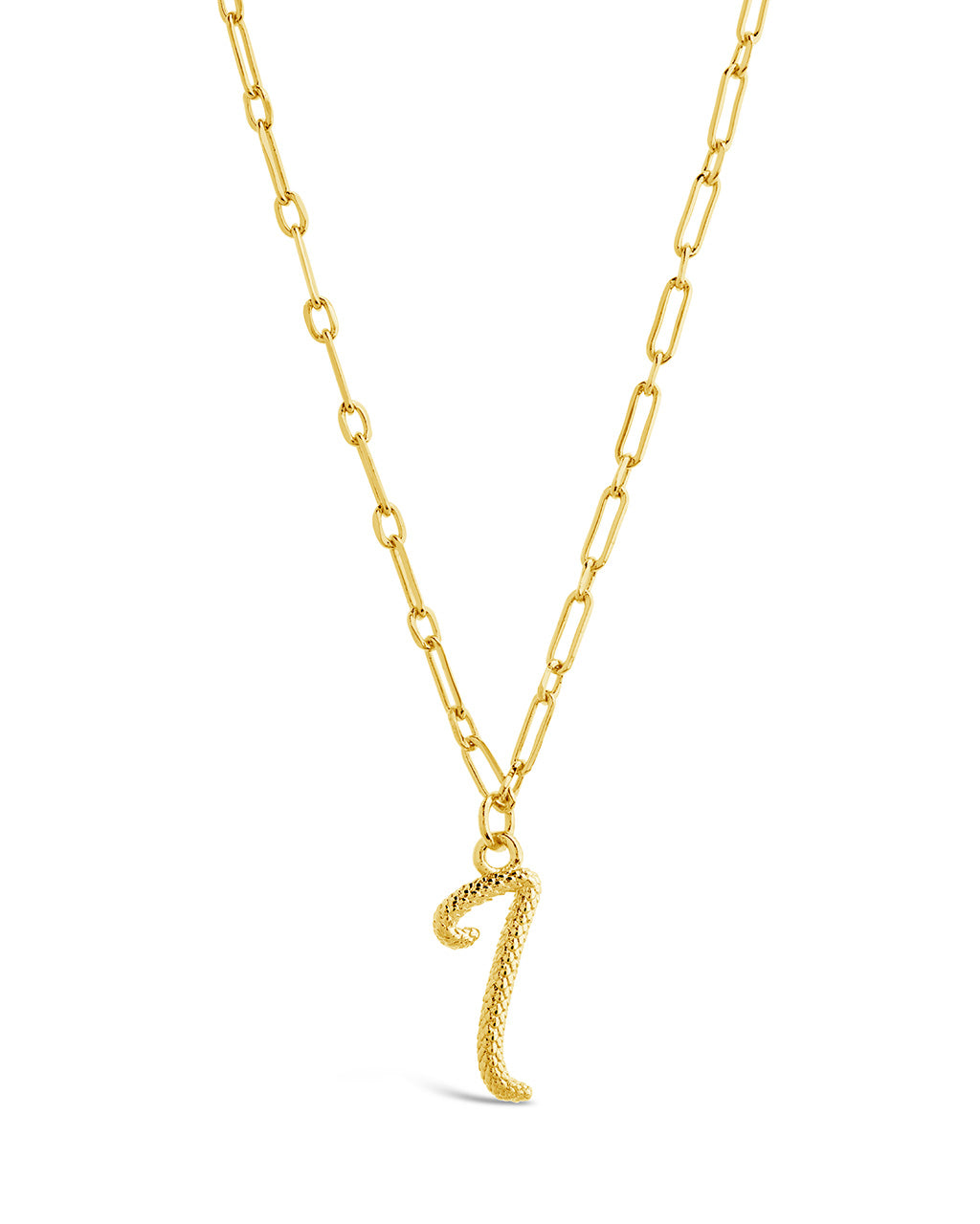 Textured Initial Charm Necklace Necklace Sterling Forever Gold I 