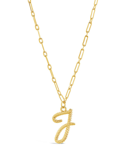Textured Initial Charm Necklace Necklace Sterling Forever 