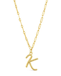 Textured Initial Charm Necklace Necklace Sterling Forever 
