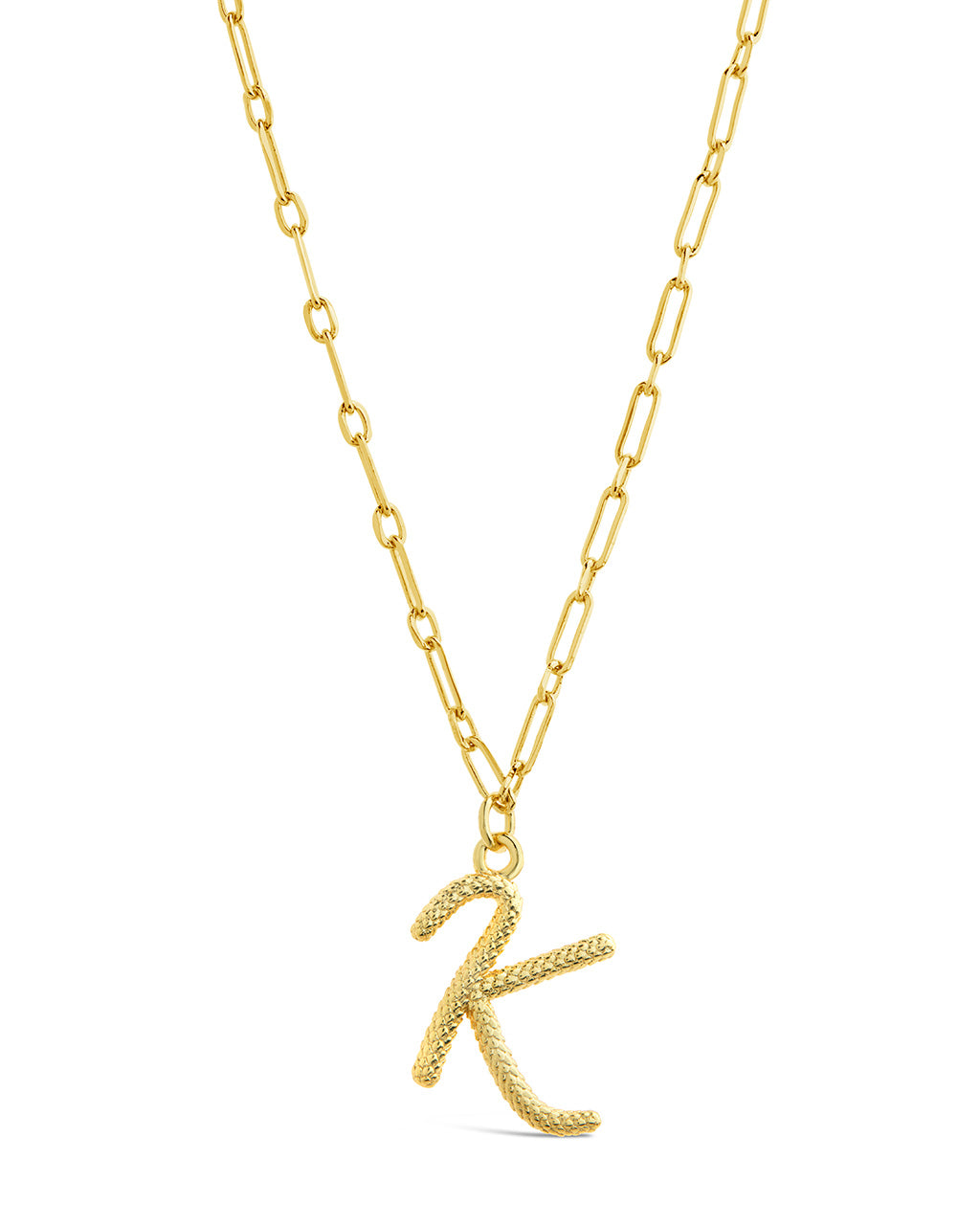 Textured Initial Charm Necklace Necklace Sterling Forever 