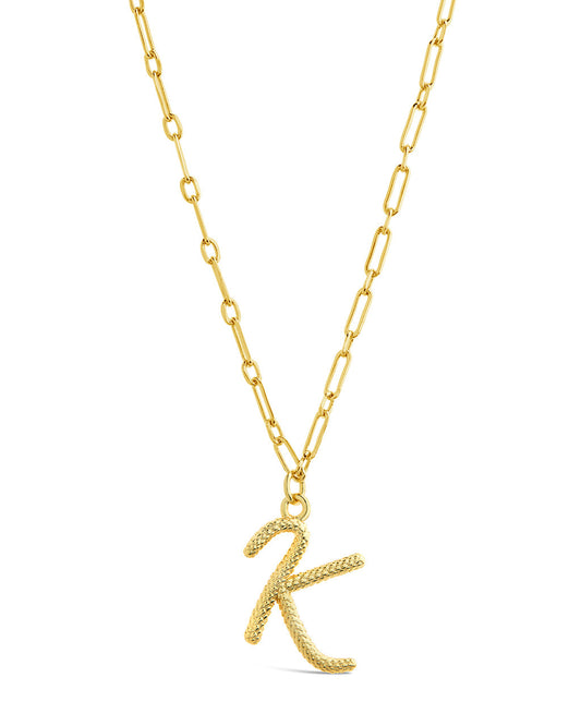 Textured Initial Charm Necklace Necklace Sterling Forever 