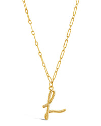 Textured Initial Charm Necklace Necklace Sterling Forever 